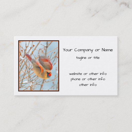 ノーザン（鳥）ショウジョウコウカンチョウ飛んでいる-オリジナル写真 名刺 (正面)