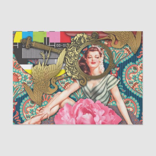 ノーシグナル – 生意気なレディーデジタルコラージュ 薄葉紙 (正面)