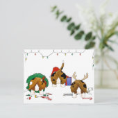 ノーシンのお尻Aバセットのクリスマス シーズンポストカード (スタンド正面)