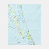 ノースアウターバンクス、ノースカロライナの地図(1985) フリースブランケット (正面)