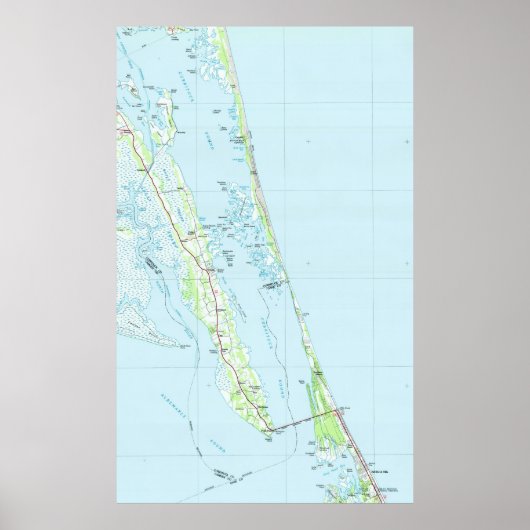 ノースアウターバンクス、ノースカロライナの地図(1985) ポスター (正面)