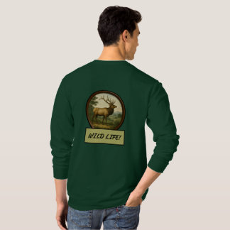 ノースアメリカンエルク深いフォレスト長袖 Tシャツ