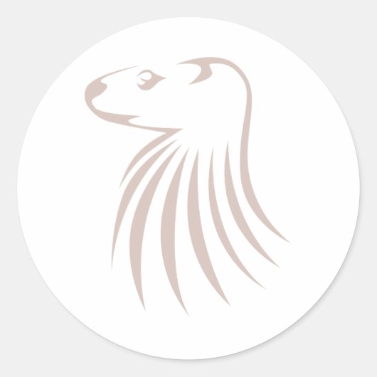 ノースアメリカンリバーオッターインスウィッシュスケッチスタイル ラウンドシール (正面)