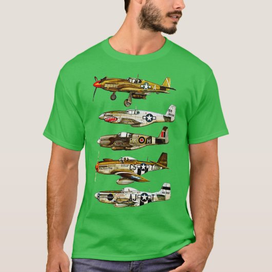 ノースアメリカン P51 マスタング WW2 戦闘機 Tシャツ (正面)