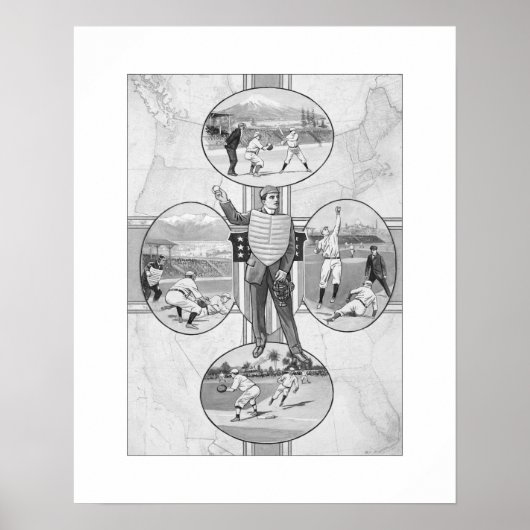 ノースイーストサウスウエストベースボールアートプリント ポスター (正面)