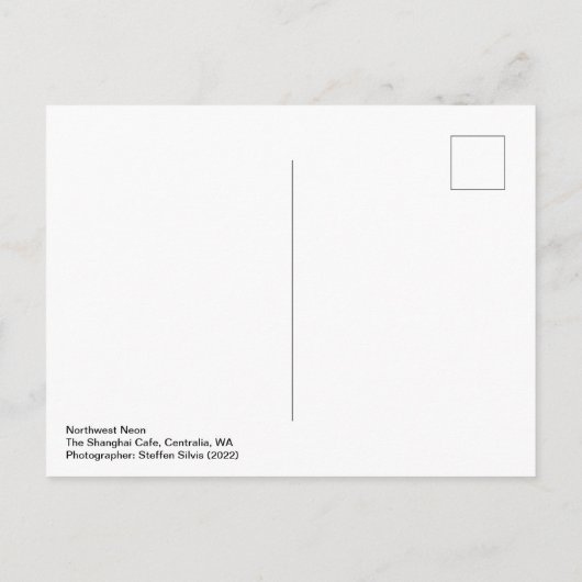 ノースウェストのネオン：上海カフェ、はがき ポストカード (裏面)