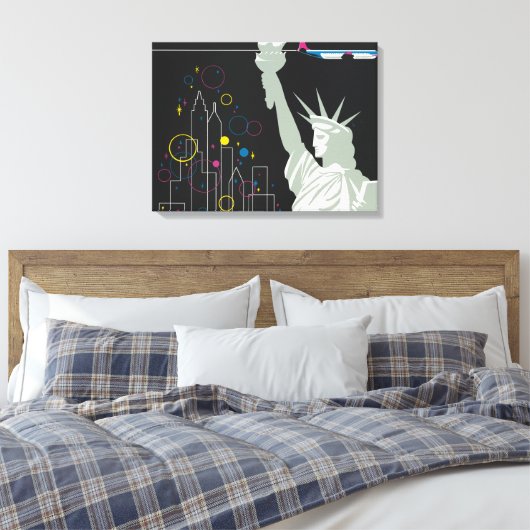 ノースウェスト航空飛んでいるの旅行ポスター キャンバスプリント (インサイチュ (寝室))