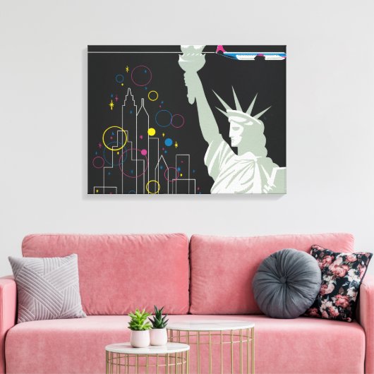 ノースウェスト航空飛んでいるの旅行ポスター キャンバスプリント (インサイチュ (リビング))