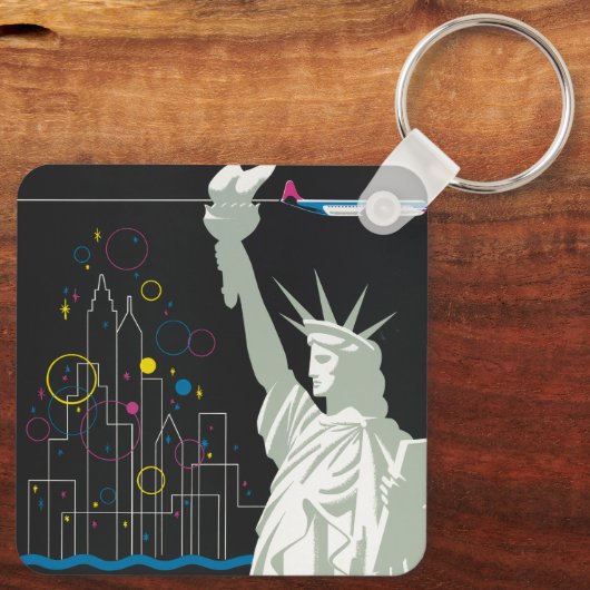 ノースウェスト航空飛んでいるの旅行ポスター キーホルダー (裏面)