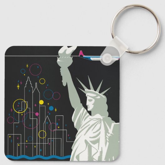 ノースウェスト航空飛んでいるの旅行ポスター キーホルダー (裏面)