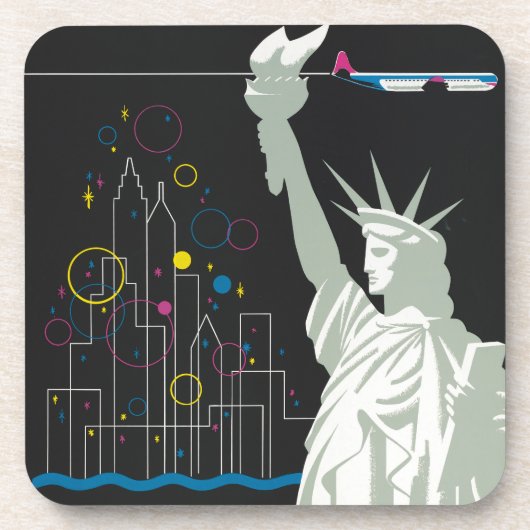 ノースウェスト航空飛んでいるの旅行ポスター コースター (正面)