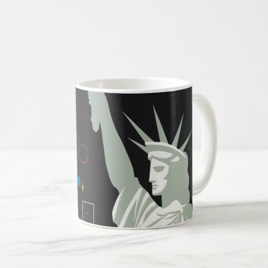 ノースウェスト航空飛んでいるの旅行ポスター コーヒーマグカップ (正面右)