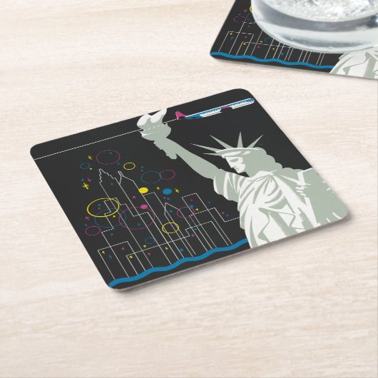 ノースウェスト航空飛んでいるの旅行ポスター スクエアペーパーコースター (アングル)