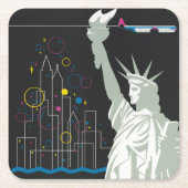 ノースウェスト航空飛んでいるの旅行ポスター スクエアペーパーコースター (正面)