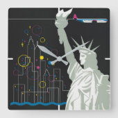 ノースウェスト航空飛んでいるの旅行ポスター スクエア壁時計 (正面)