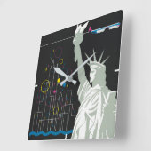 ノースウェスト航空飛んでいるの旅行ポスター スクエア壁時計 (傾斜)