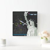 ノースウェスト航空飛んでいるの旅行ポスター スクエア壁時計 (ホーム)