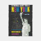 ノースウェスト航空飛んでいるの旅行ポスター フリースブランケット (正面)