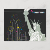 ノースウェスト航空飛んでいるの旅行ポスター ポストカード (正面)