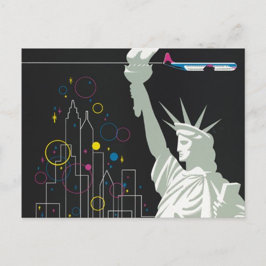 ノースウェスト航空飛んでいるの旅行ポスター ポストカード (正面)