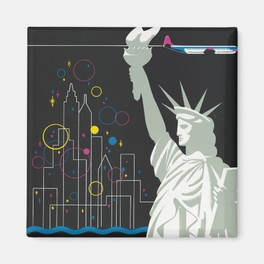 ノースウェスト航空飛んでいるの旅行ポスター マグネット (正面)