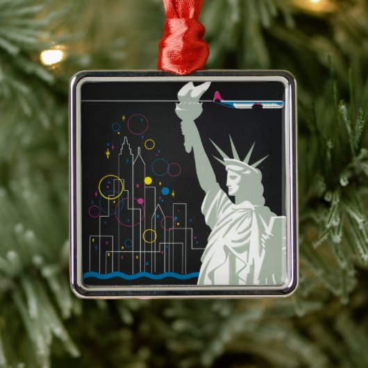 ノースウェスト航空飛んでいるの旅行ポスター メタルオーナメント (ツリー)