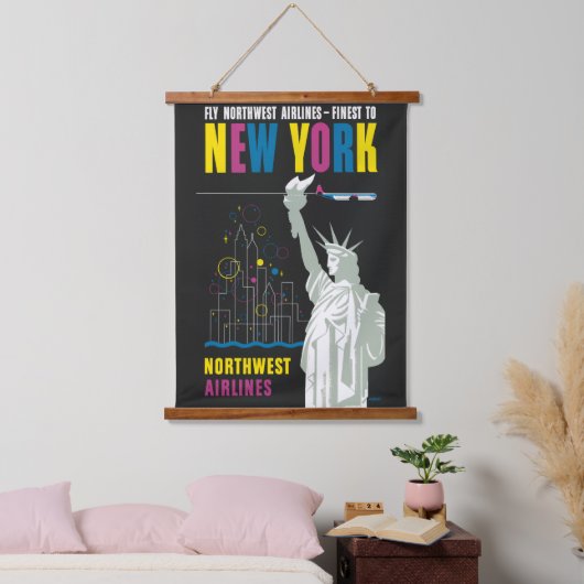 ノースウェスト航空飛んでいるの旅行ポスター 吊り下げ型タペストリー (寝室)