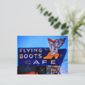 ノースウェスト飛んでいるネオン:ブーツカフェ、タコマ、WA ポストカード (スタンド正面)