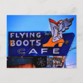 ノースウェスト飛んでいるネオン:ブーツカフェ、タコマ、WA ポストカード (正面)