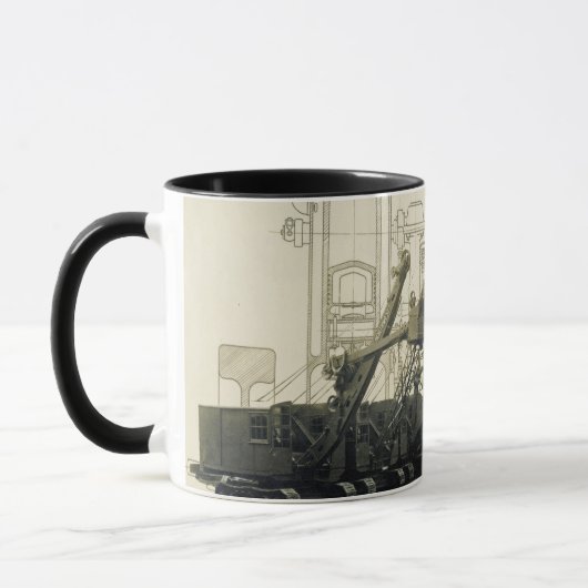 ノースウエストクレーンとショベルヴィンテージ(スケッチ付き) マグカップ (左)