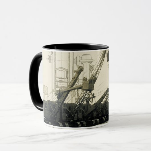 ノースウエストクレーンとショベルヴィンテージ(スケッチ付き) マグカップ (正面左)