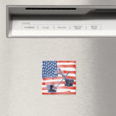 ノースウエストクレーンのオペレーターとショベルアメリカ国旗 マグネット (インサイチュ (食洗機))