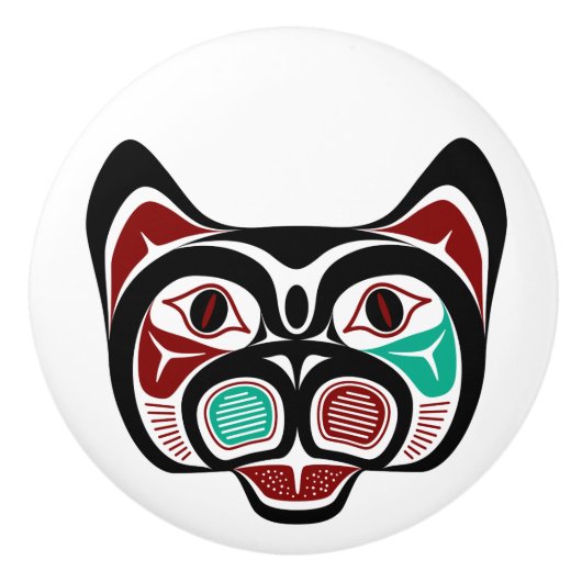 ノースウエストパシフィック海岸ハイダ子猫 セラミックノブ (正面)