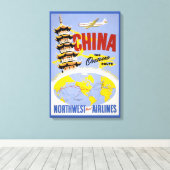 ノースウエスト・オリエント航空の旅行ポスター キャンバスプリント (インサイチュ (ウッドフロア))