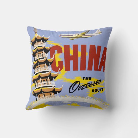 ノースウエスト・オリエント航空の旅行ポスター クッション (裏面)