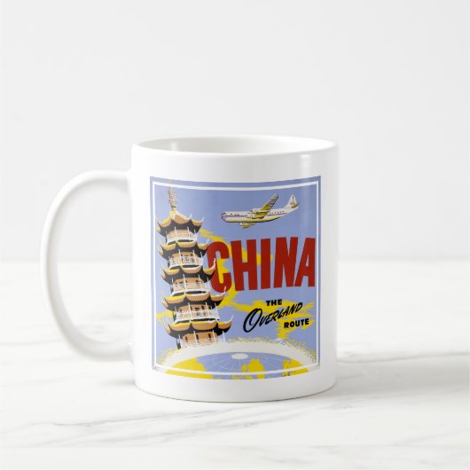 ノースウエスト・オリエント航空の旅行ポスター コーヒーマグカップ (左)