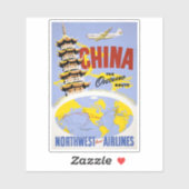 ノースウエスト・オリエント航空の旅行ポスター シール (シート)