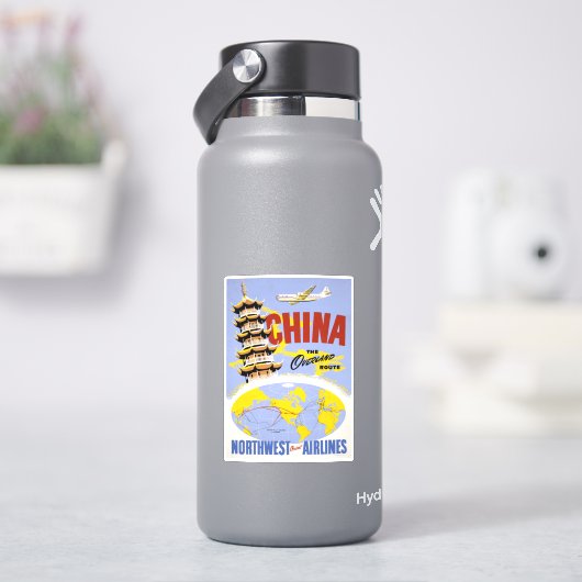ノースウエスト・オリエント航空の旅行ポスター シール (HydroFlask)