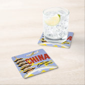 ノースウエスト・オリエント航空の旅行ポスター スクエアペーパーコースター (インサイチュ)