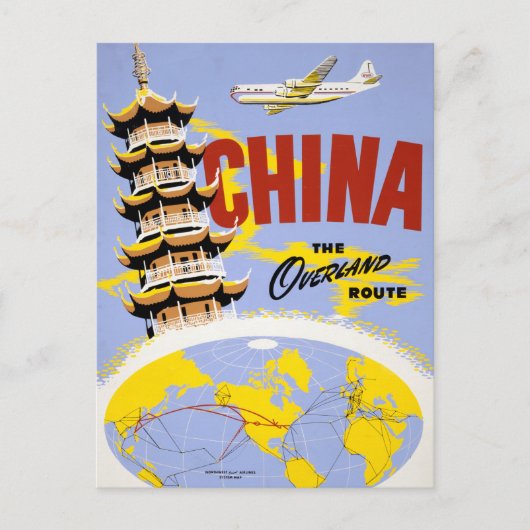 ノースウエスト・オリエント航空の旅行ポスター ポストカード (正面)