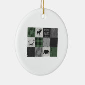 ノースウッズアドベンチャーパッチワーク – グレーと緑 セラミックオーナメント (右)