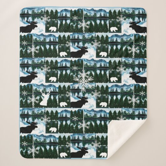 ノースウッズマウンテンズフォレストランドスケープMed Sherpa B シェルパブランケット (正面)