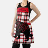 ノースウッ素朴ドブラックベアーシルエットOn Plaid エプロン (インサイチュ)