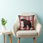 ノースウッ素朴ドブラックベアーシルエットOn Plaid クッション (椅子)