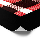 ノースウッ素朴ドブラックベアーシルエットOn Plaid ポスター (角)