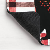 ノースウッ素朴ドブラックベアーシルエットOn Plaid マウスパッド (コーナー)