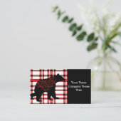 ノースウッ素朴ドブラックベアーシルエットOn Plaid 名刺 (スタンド正面)