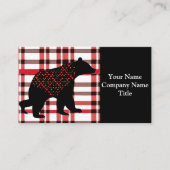 ノースウッ素朴ドブラックベアーシルエットOn Plaid 名刺 (正面)