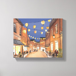 ノースエンドのイタリア地区 | ボストン ウォーターカラー キャンバスプリント