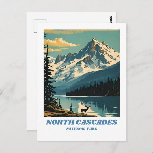 ノースカスカズズナショナルパークイラストレーションレトロデ ポストカード (正面/裏面)